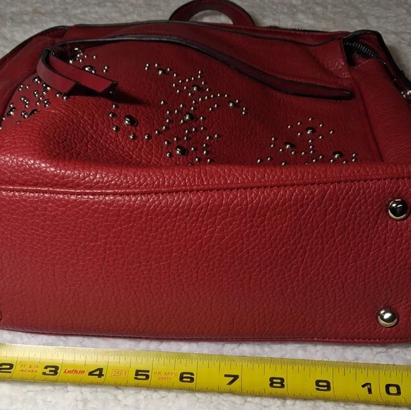 Mellow World Red Studded Convert Backpack Vegan Leather Rocker Festival Bag - Picture 8 of 8